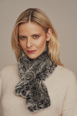 Természetes szürke csincsilla rex prém sál