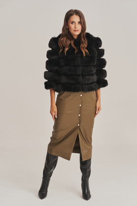 Luxus valódi róka bunda fekete