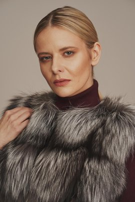 Prémium női rókaprém mellény szürke
