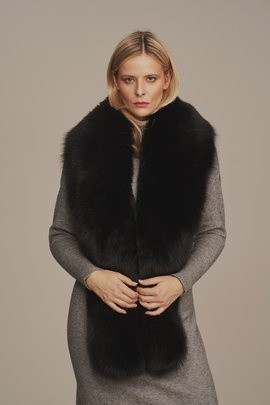 Természetes fekete rókaprém gallér