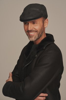 Férfi irha téli sapka - Bőr téli sapka férfi fekete