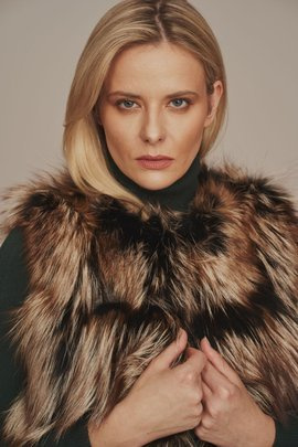 Luxus természetes rókaprémből készült szőrmemellény